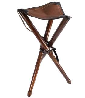 Trépied en bois et cuir JANUEL