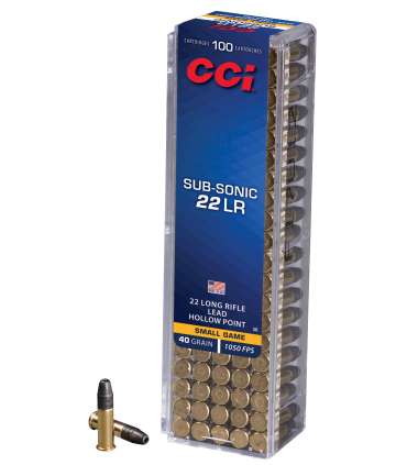 100 balles SUBSONIC HP Cal. 22LR 40 Grs Cci