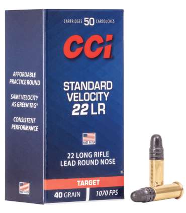 50 balles STANDARD VELOCITY Cal. 22LR 40GRS Cci